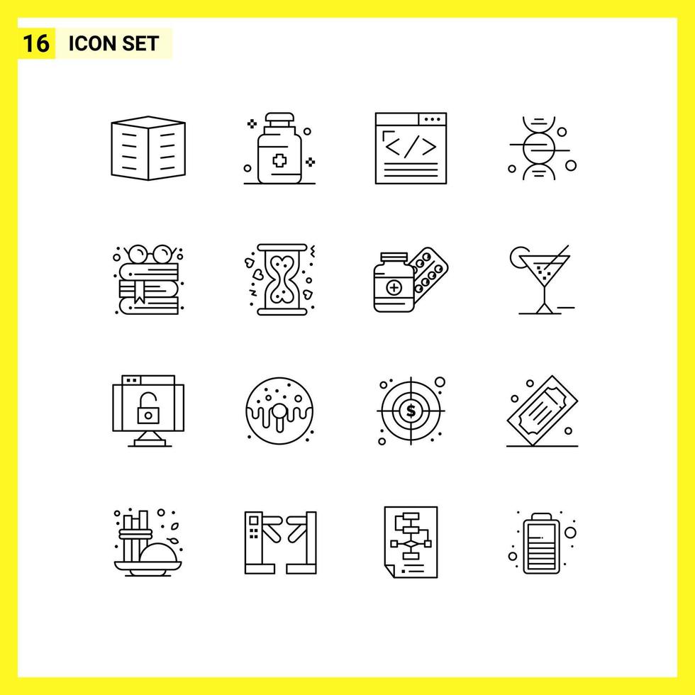 16 Universal Outline Signs Symbols of medical bone medicine adn web design Editable Vector Design Elements