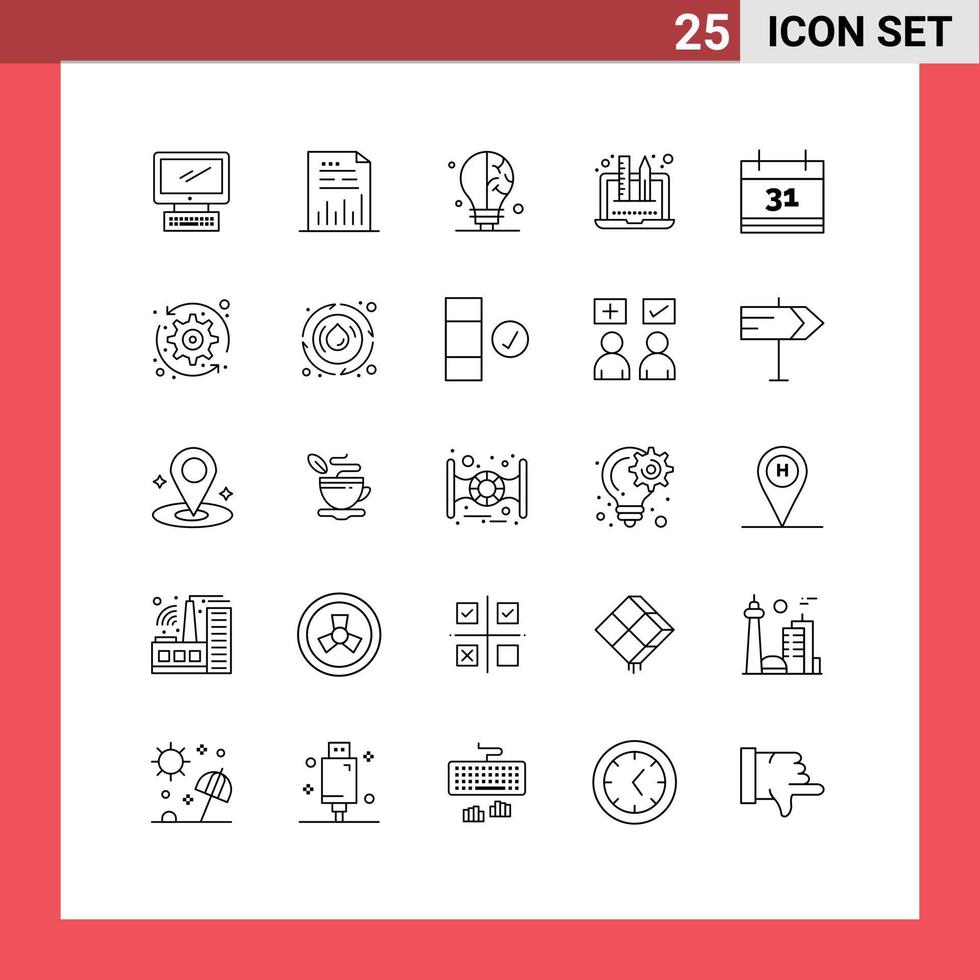 25 Line concept for Websites Mobile and Apps calendar designing file design science Editable Vector Design Elements