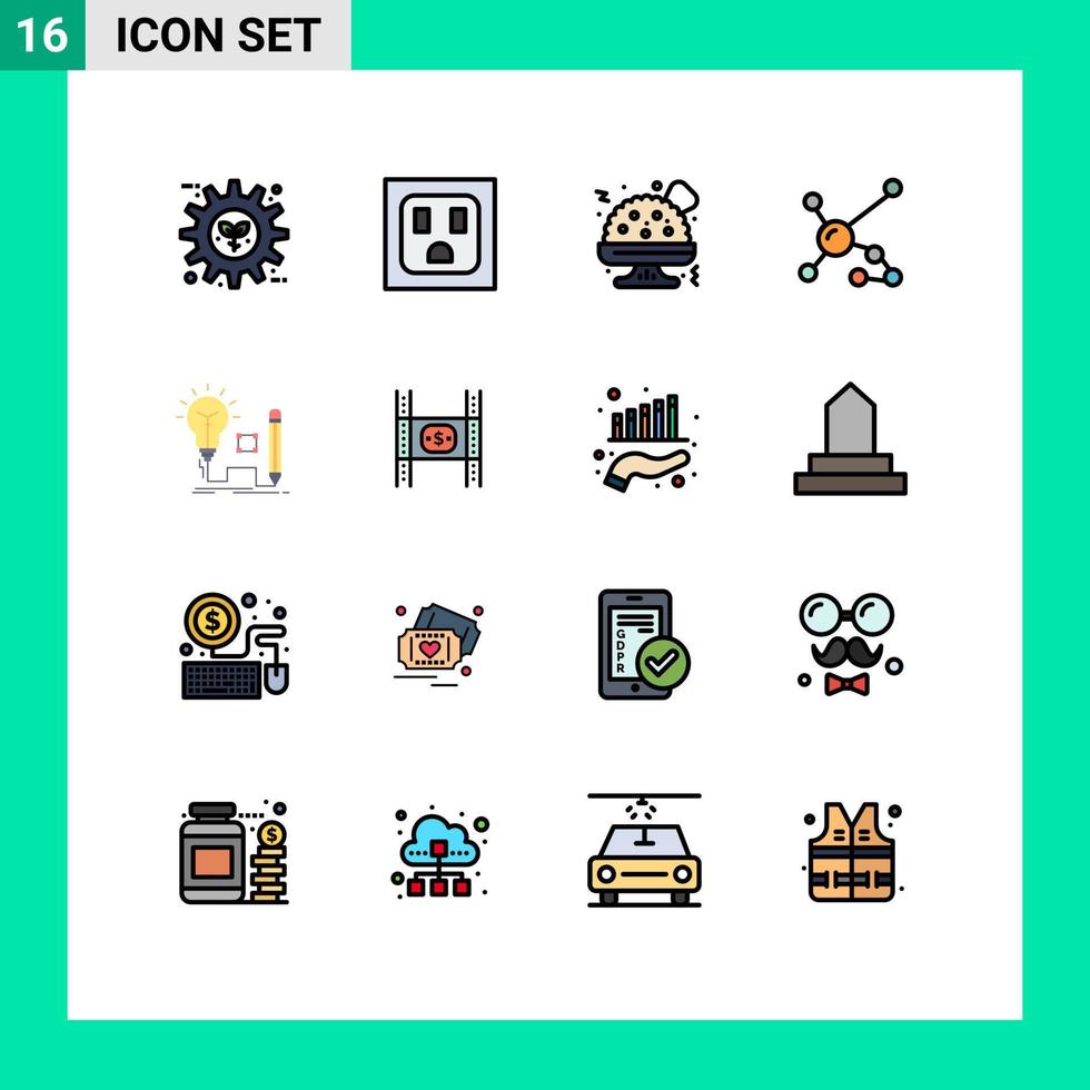 paquete de iconos de vector de stock de 16 signos y símbolos de línea para la idea de comida rápida de idea de lámpara elementos de diseño de vector creativo editable de adn