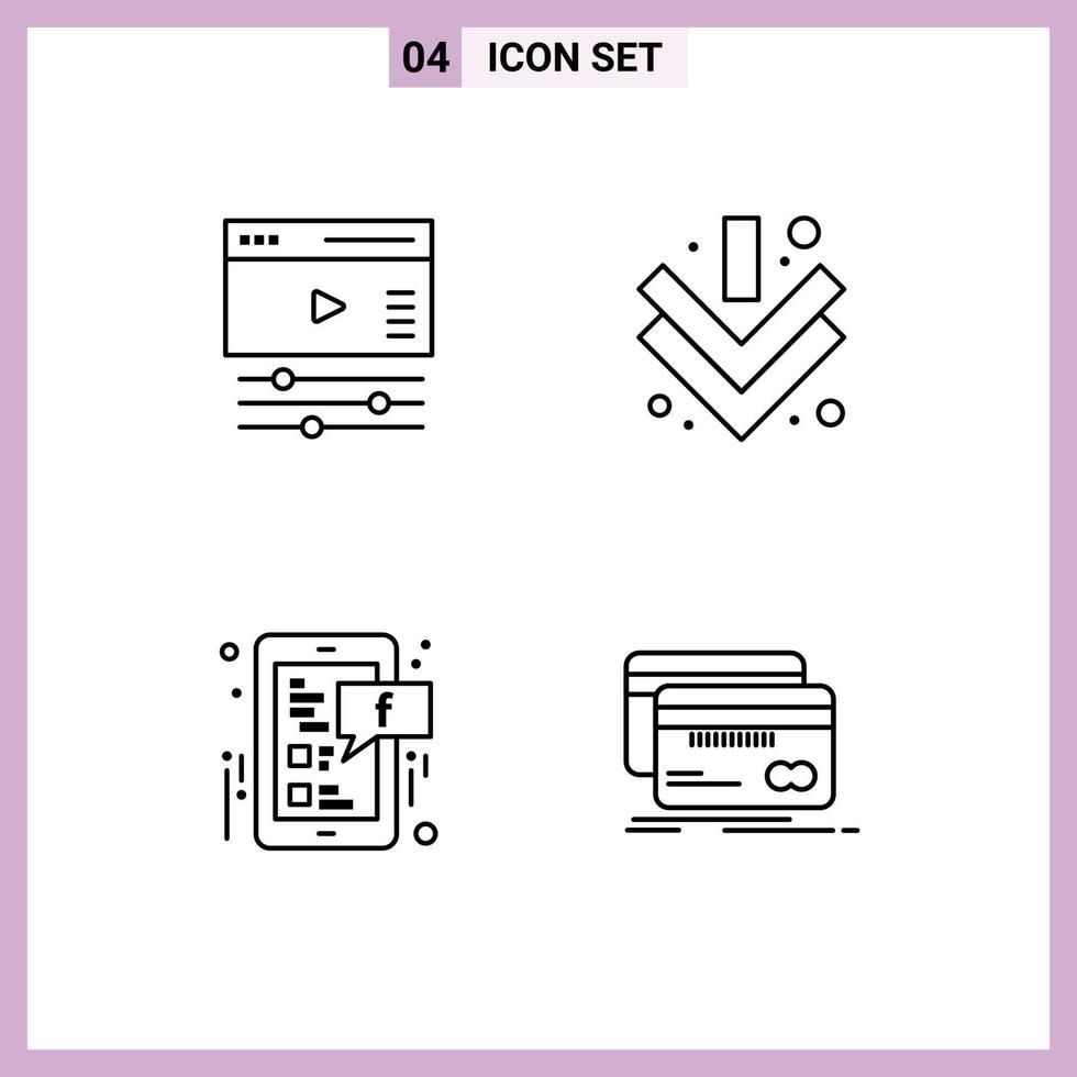 Stock Vector Icon Pack of 4 Line Signs and Symbols for creative social media web full banking Editable Vector Design Elements