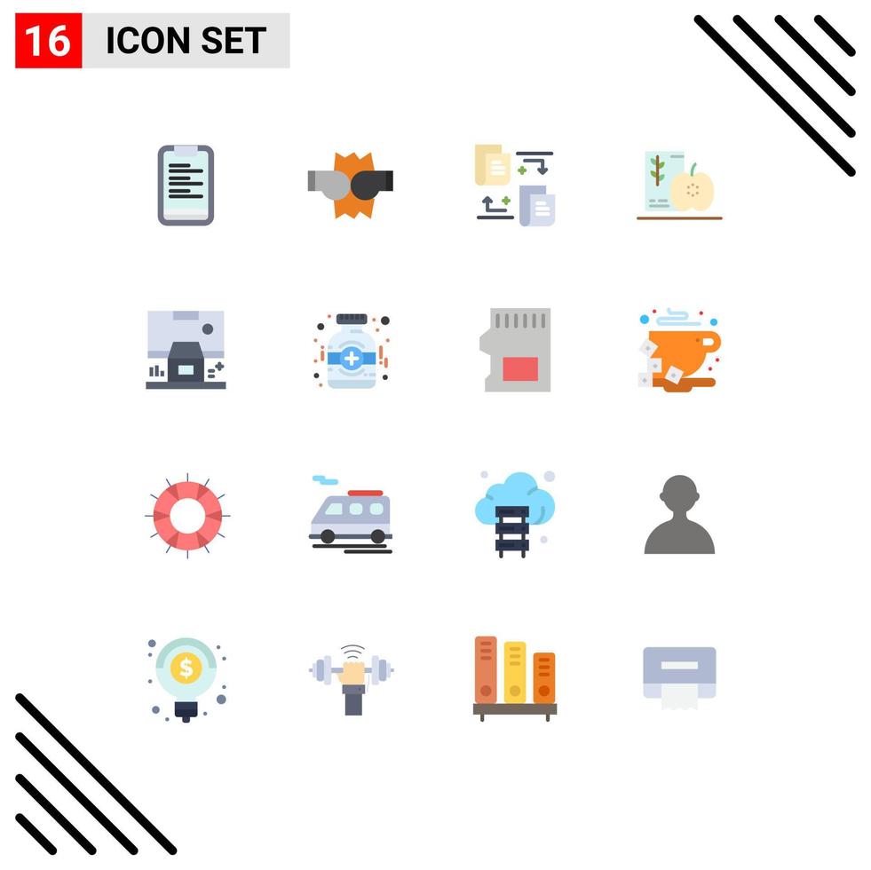 16 Thematic Vector Flat Colors and Editable Symbols of control cabin transfer healthy food Editable Pack of Creative Vector Design Elements