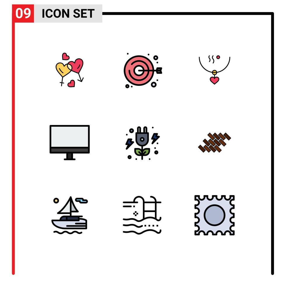 9 User Interface Filledline Flat Color Pack of modern Signs and Symbols of hardware devices handicraft computers party Editable Vector Design Elements