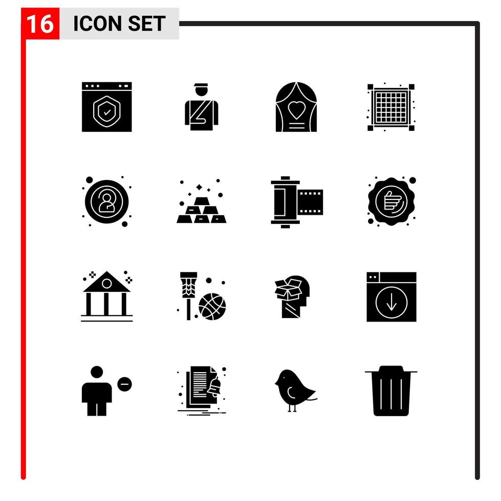 User Interface Pack of 16 Basic Solid Glyphs of anonymous view service layout wedding Editable Vector Design Elements