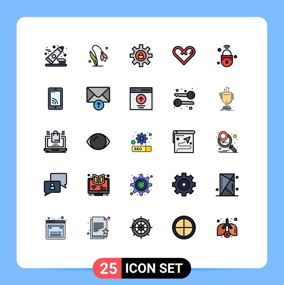 Set of 25 Modern UI Icons Symbols Signs for internet of things gift gear like heart Editable Vector Design Elements