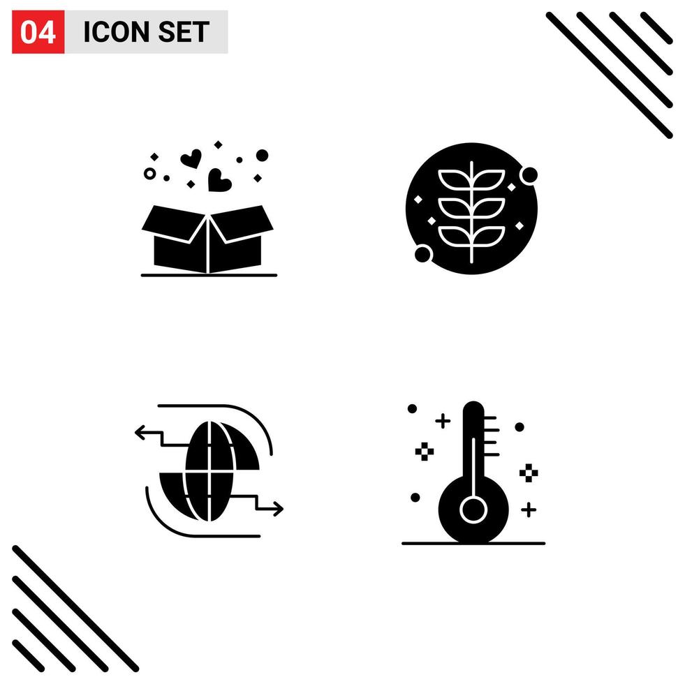 Group of 4 Modern Solid Glyphs Set for gift connect muslim leaf internet Editable Vector Design Elements