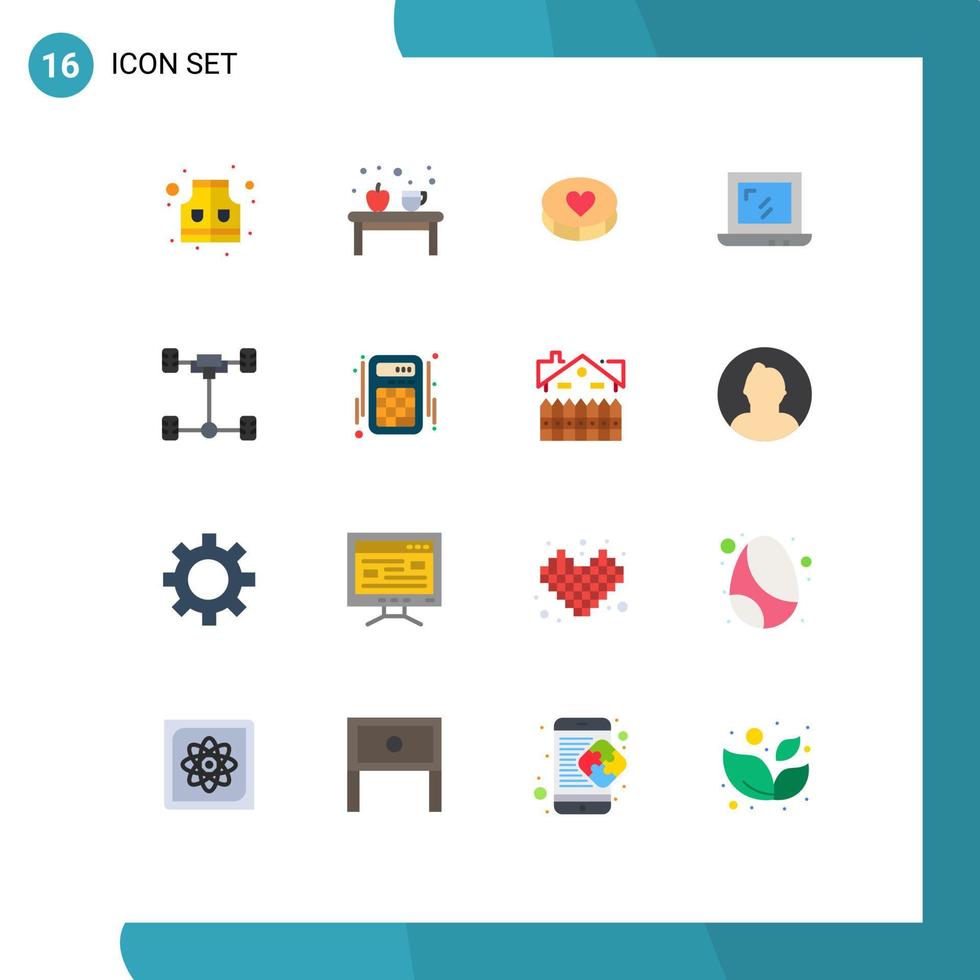 Stock Vector Icon Pack of 16 Line Signs and Symbols for chassis auto favorite laptop web Editable Pack of Creative Vector Design Elements