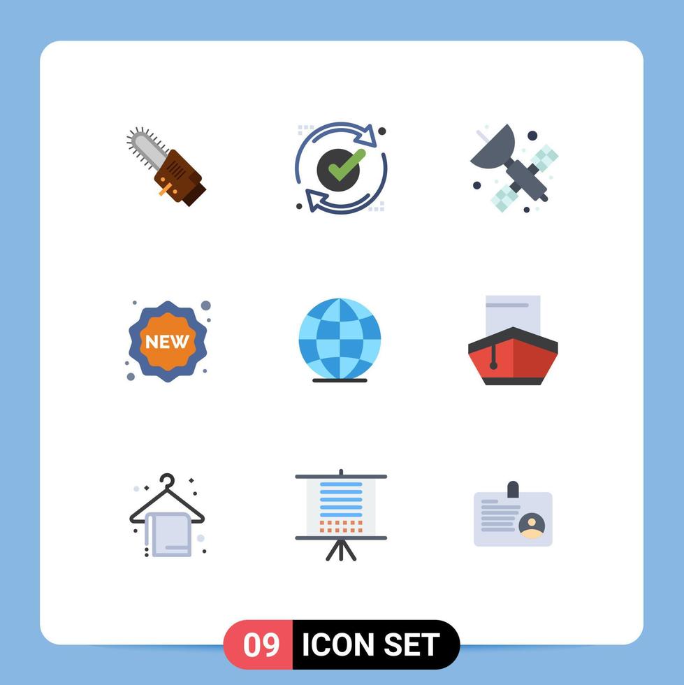 Modern Set of 9 Flat Colors and symbols such as global new refresh label science Editable Vector Design Elements