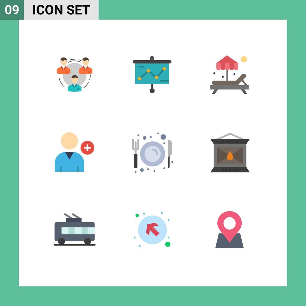 Set of 9 Modern UI Icons Symbols Signs for dining new presentation follow paradise Editable Vector Design Elements