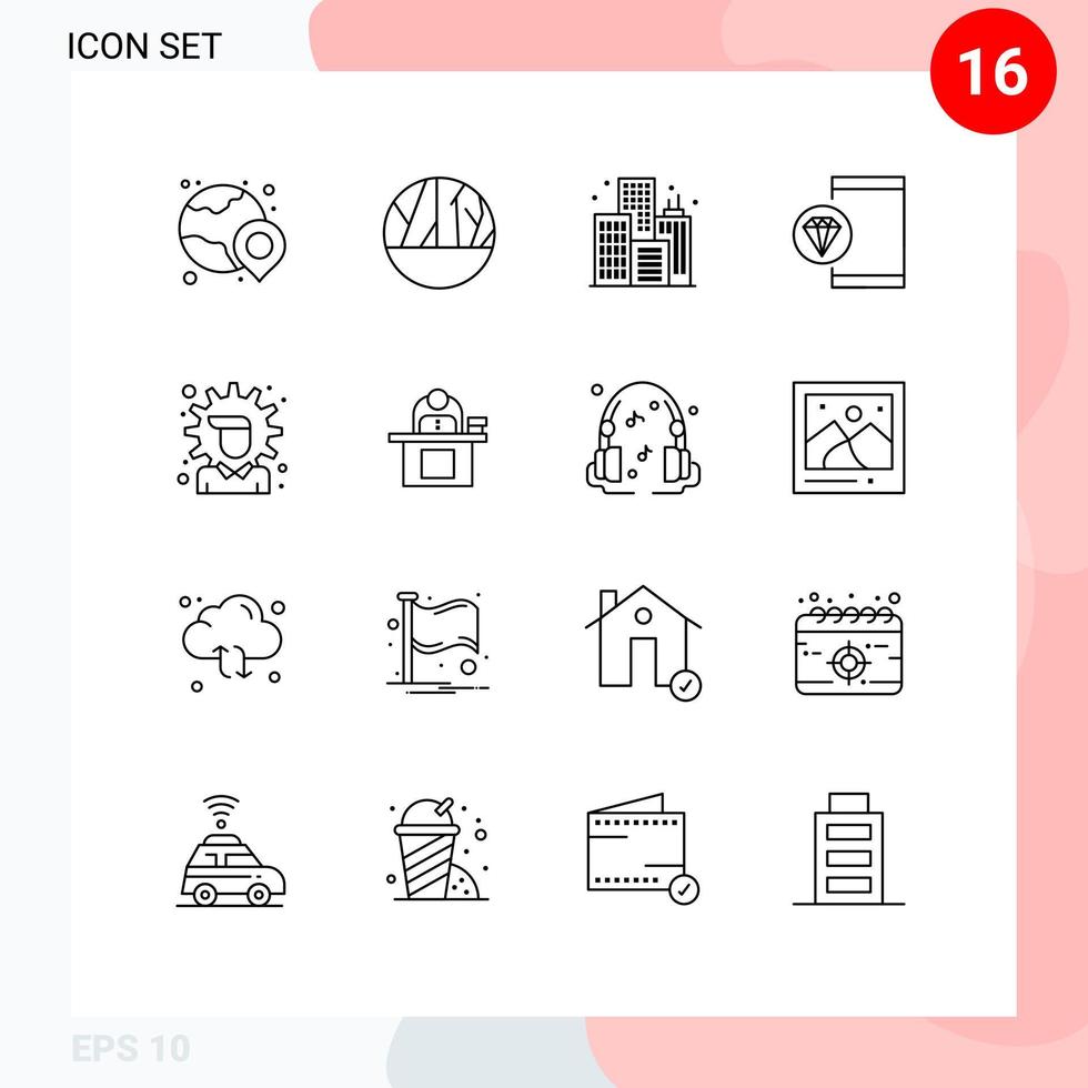 Stock Vector Icon Pack of 16 Line Signs and Symbols for money programming city development coding Editable Vector Design Elements