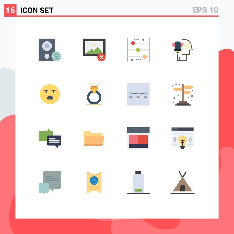 Editable Vector Line Pack of 16 Simple Flat Colors of emoji protection abacus personal learning Editable Pack of Creative Vector Design Elements