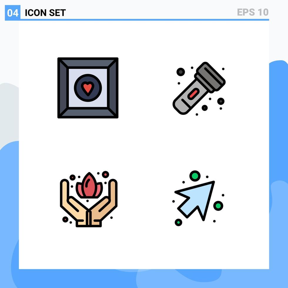 Pack of 4 Modern Filledline Flat Colors Signs and Symbols for Web Print Media such as box sauna camping torch up Editable Vector Design Elements