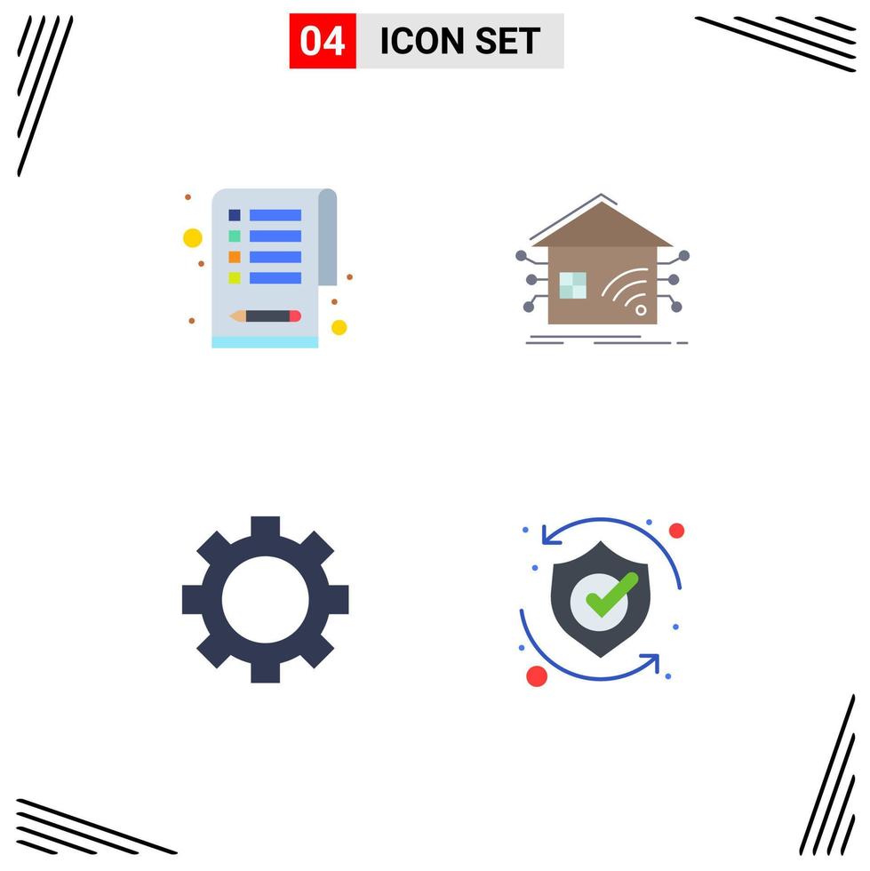 Mobile Interface Flat Icon Set of 4 Pictograms of checklist gadget automation smart technology Editable Vector Design Elements