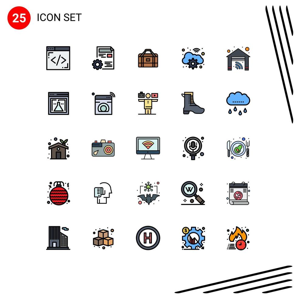 Stock Vector Icon Pack of 25 Line Signs and Symbols for home digital bag wifi cloud Editable Vector Design Elements