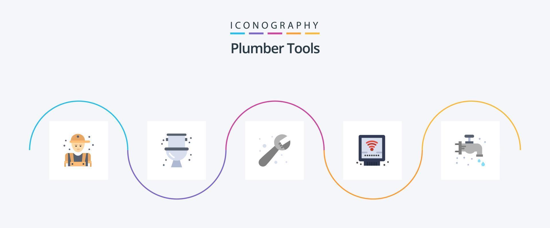 Plumber Flat 5 Icon Pack Including . plumber. system. mechanical. plumbing vector