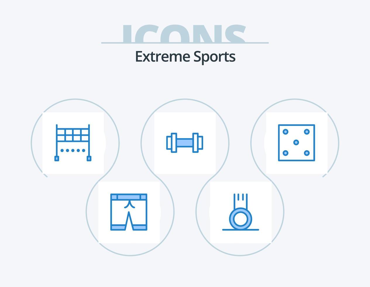 deporte azul icon pack 5 diseño de iconos. deporte. juego. línea. dado. capacitación vector