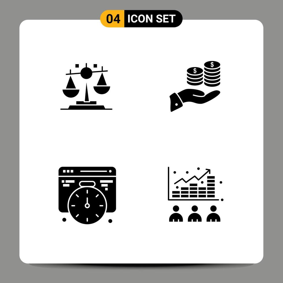 Stock Vector Icon Pack of 4 Line Signs and Symbols for balance guardar finance coin save Editable Vector Design Elements