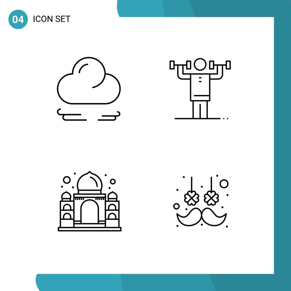 4 Thematic Vector Filledline Flat Colors and Editable Symbols of wind mahal activity physical india Editable Vector Design Elements