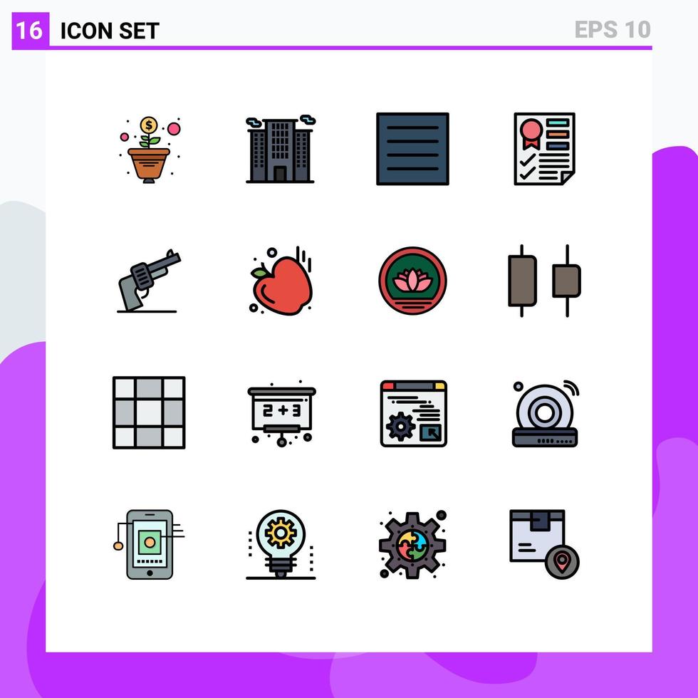 16 Universal Flat Color Filled Line Signs Symbols of hand ribbon clothing report document Editable Creative Vector Design Elements