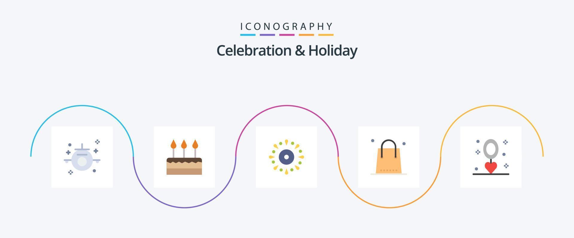 Celebration and Holiday Flat 5 Icon Pack Including holiday. christmas. party. celebration. holiday vector