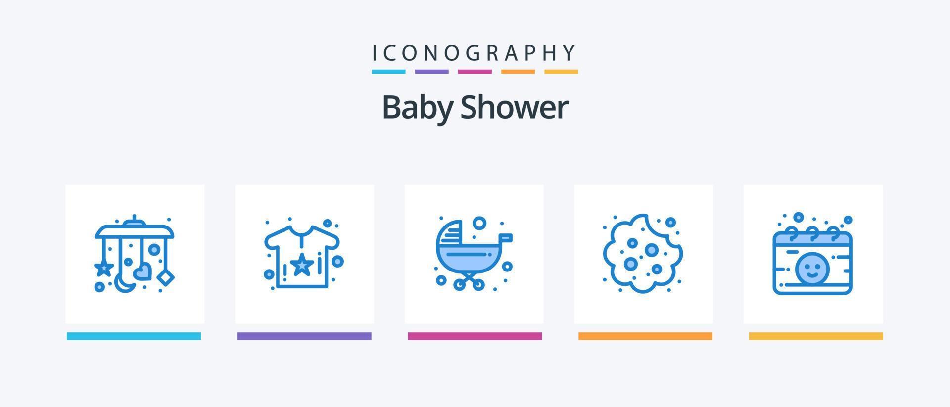 baby shower blue 5 icon pack que incluye ginecología. alimento. niños. comer. bebé. diseño de iconos creativos vector