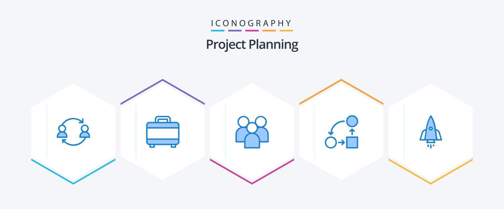 proyecto de planificación 25 paquete de iconos azules que incluye táctica. planificación. empleado. oficina. equipo vector