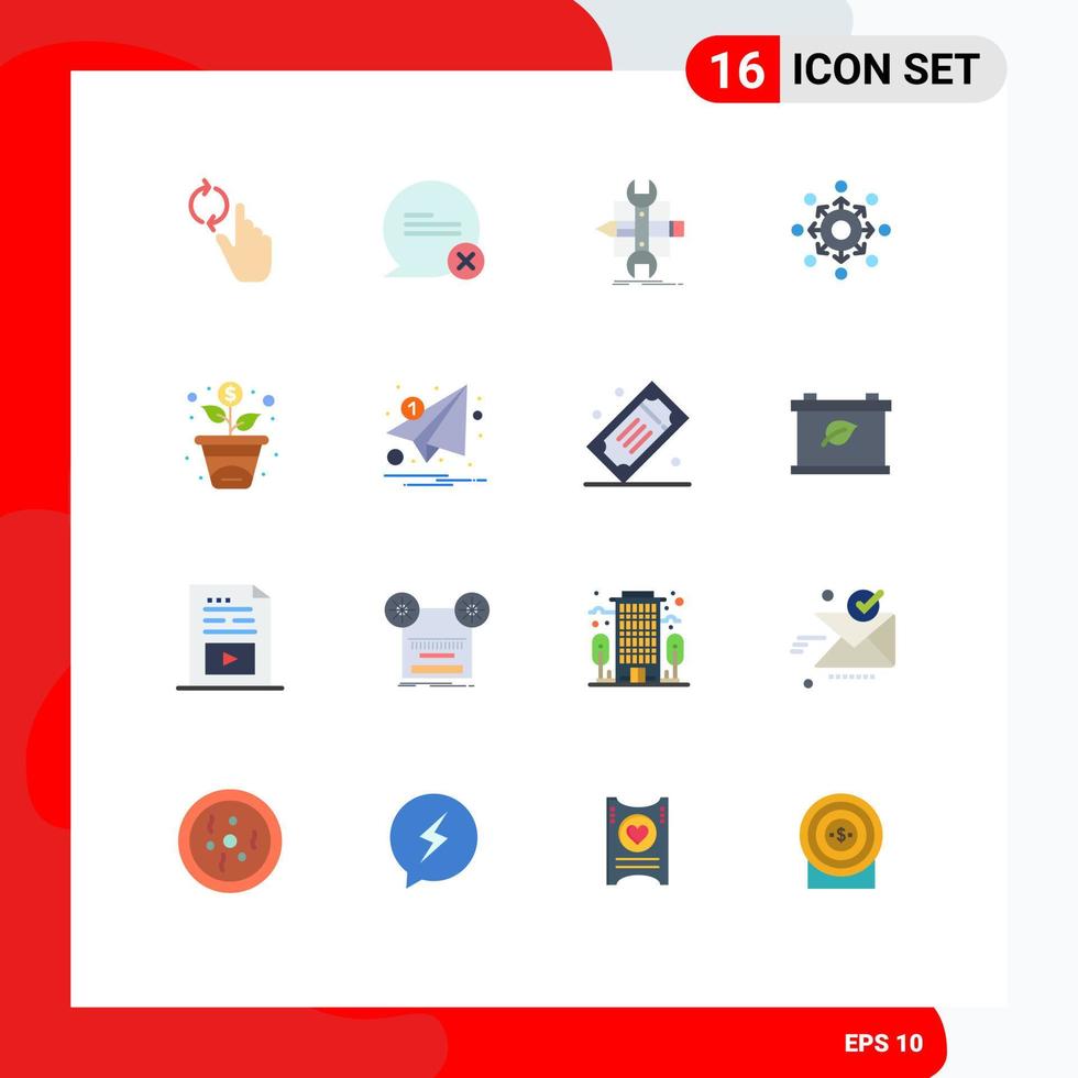 16 Flat Color concept for Websites Mobile and Apps presentation connect build arrow tools Editable Pack of Creative Vector Design Elements