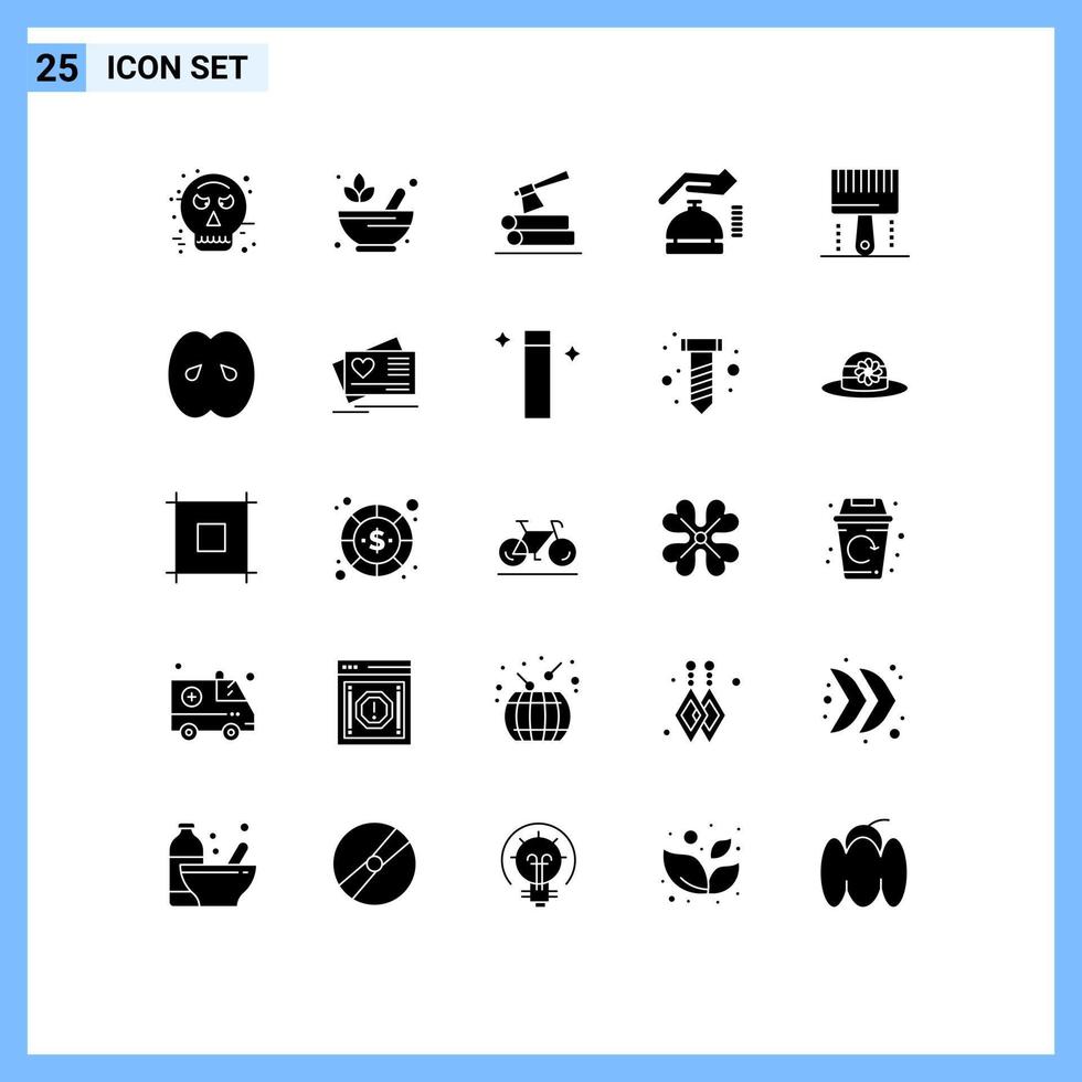 Set of 25 Vector Solid Glyphs on Grid for design security ax cyber gdpr Editable Vector Design Elements