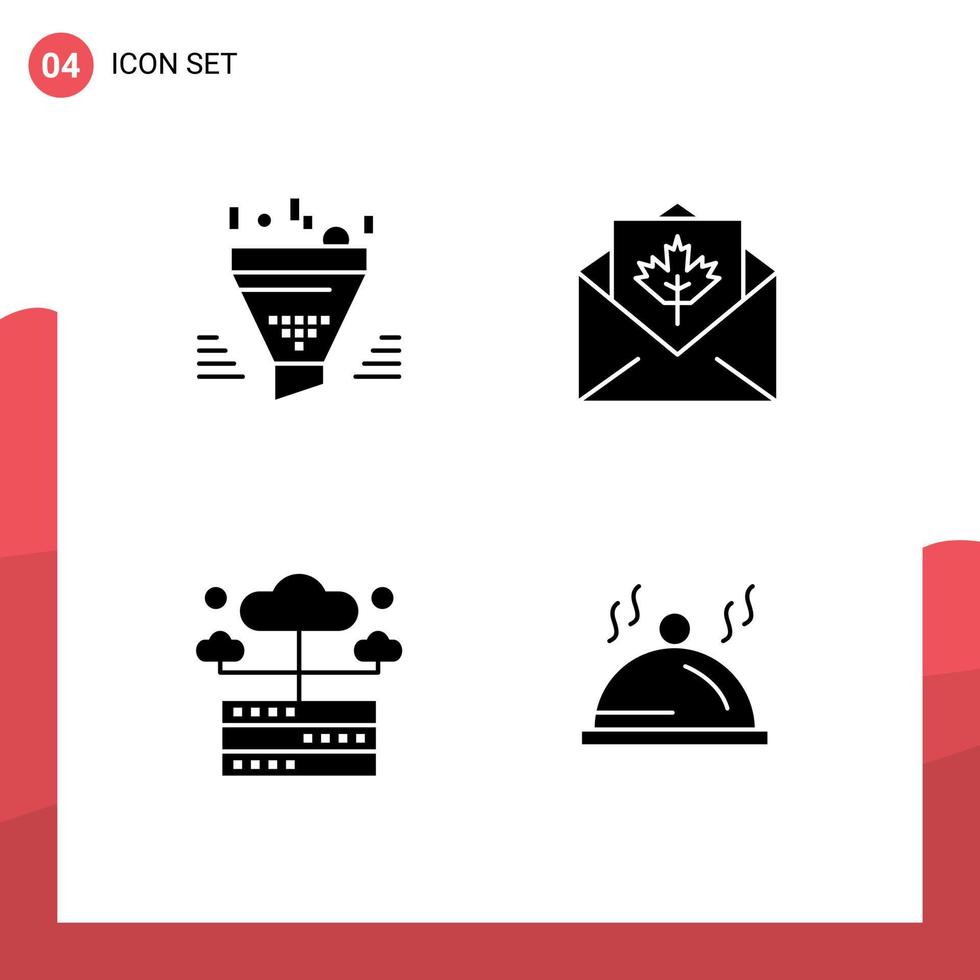 Set of 4 Modern UI Icons Symbols Signs for filter thanksgiving tool greeting hosting Editable Vector Design Elements
