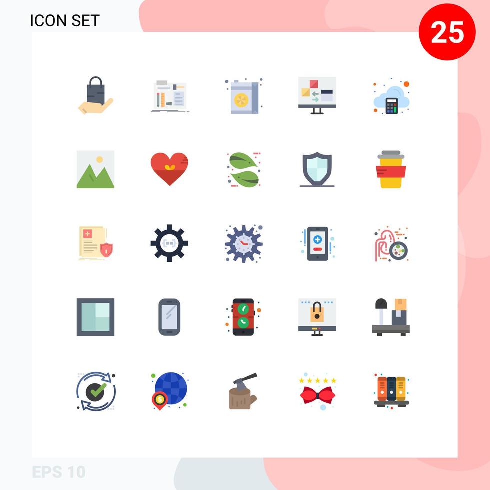 Pictogram Set of 25 Simple Flat Colors of develop coding engineer app juice Editable Vector Design Elements