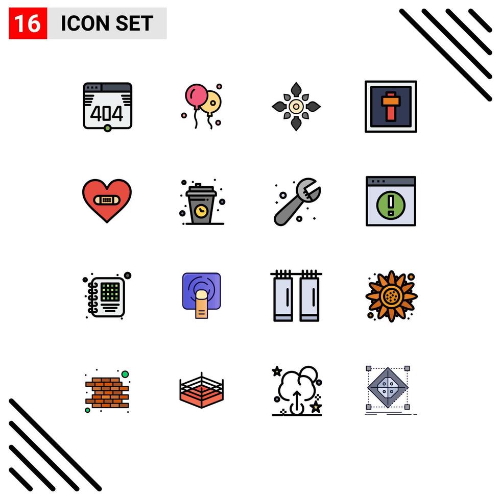 conjunto de 16 iconos de interfaz de usuario modernos símbolos signos para decoración de letreros de yeso elementos de diseño de vectores creativos editables cruzados de vacaciones