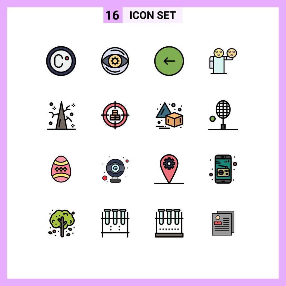 Pack of 16 Modern Flat Color Filled Lines Signs and Symbols for Web Print Media such as thanksgiving healthcare buttons emoji man Editable Creative Vector Design Elements