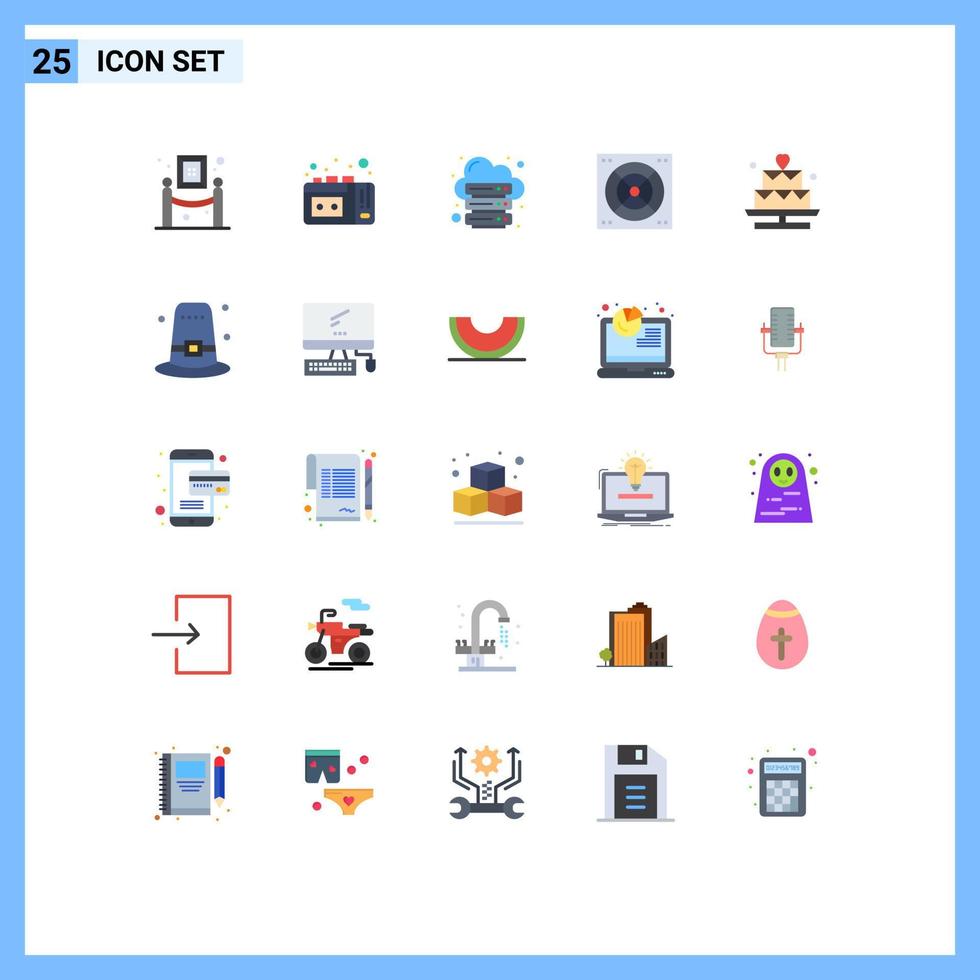 Set of 25 Modern UI Icons Symbols Signs for lover cake hosting bathroom fan Editable Vector Design Elements