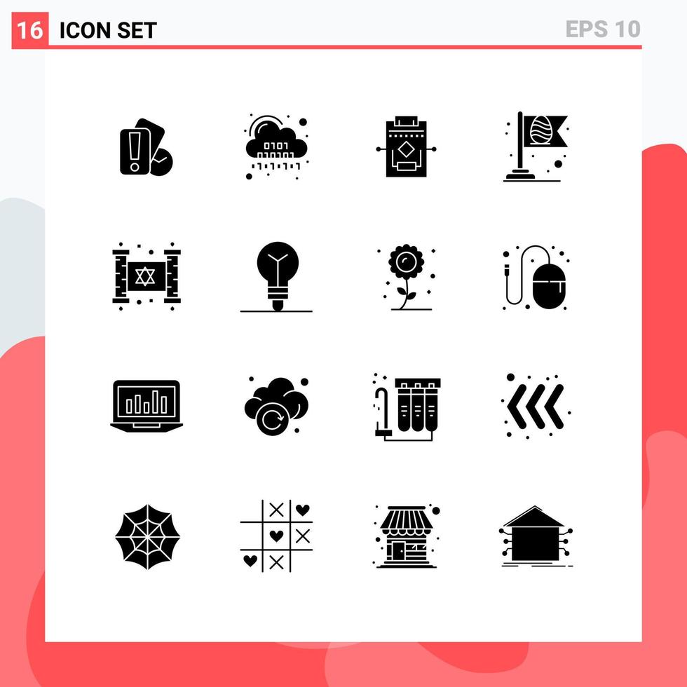 16 Universal Solid Glyph Signs Symbols of hanukkah egg server easter settings Editable Vector Design Elements