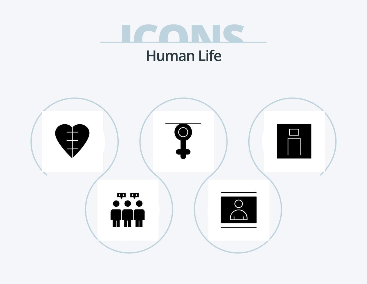 paquete de iconos de glifos humanos 5 diseño de iconos. hombre. humano. corazón. reina. género vector