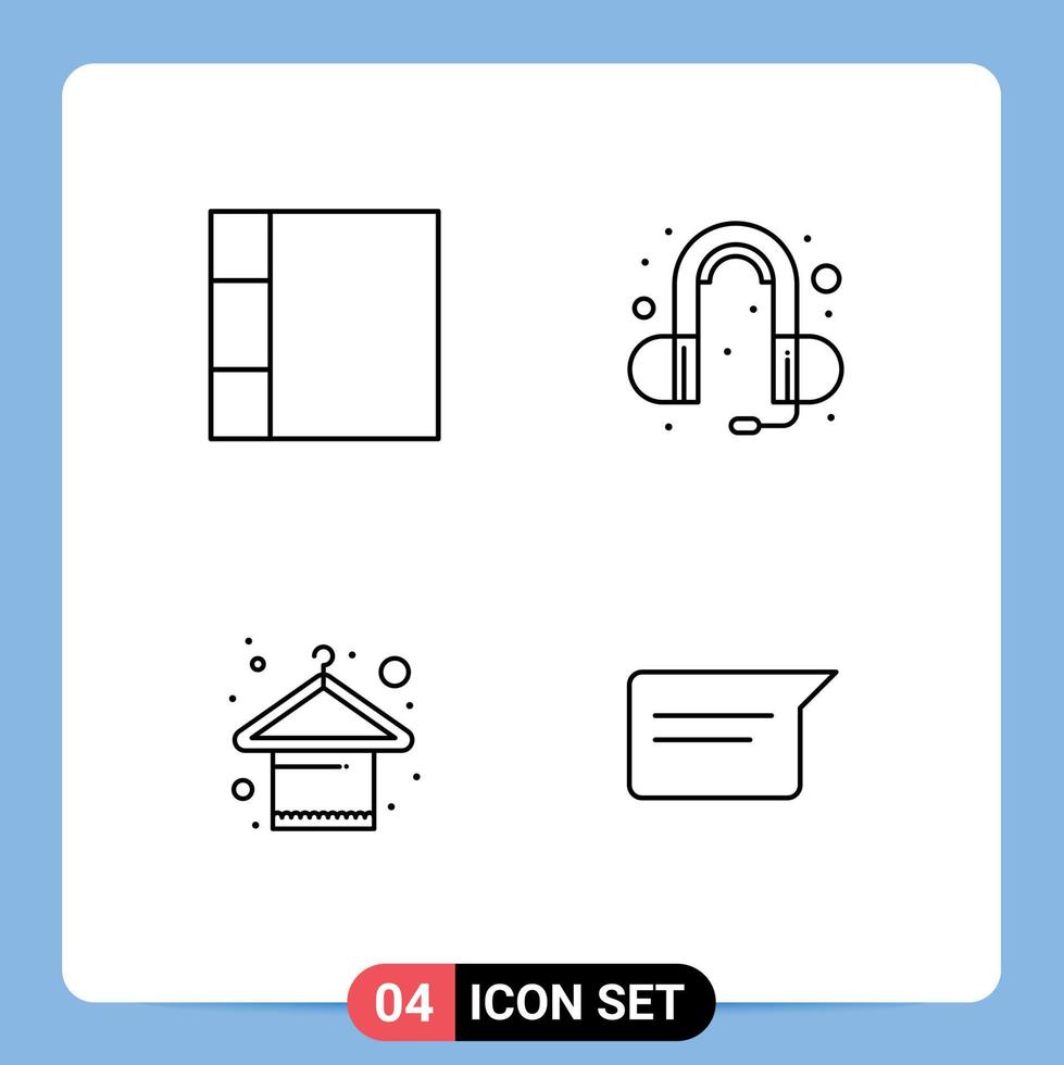 4 User Interface Line Pack of modern Signs and Symbols of grid chat head phone hanger chatting Editable Vector Design Elements