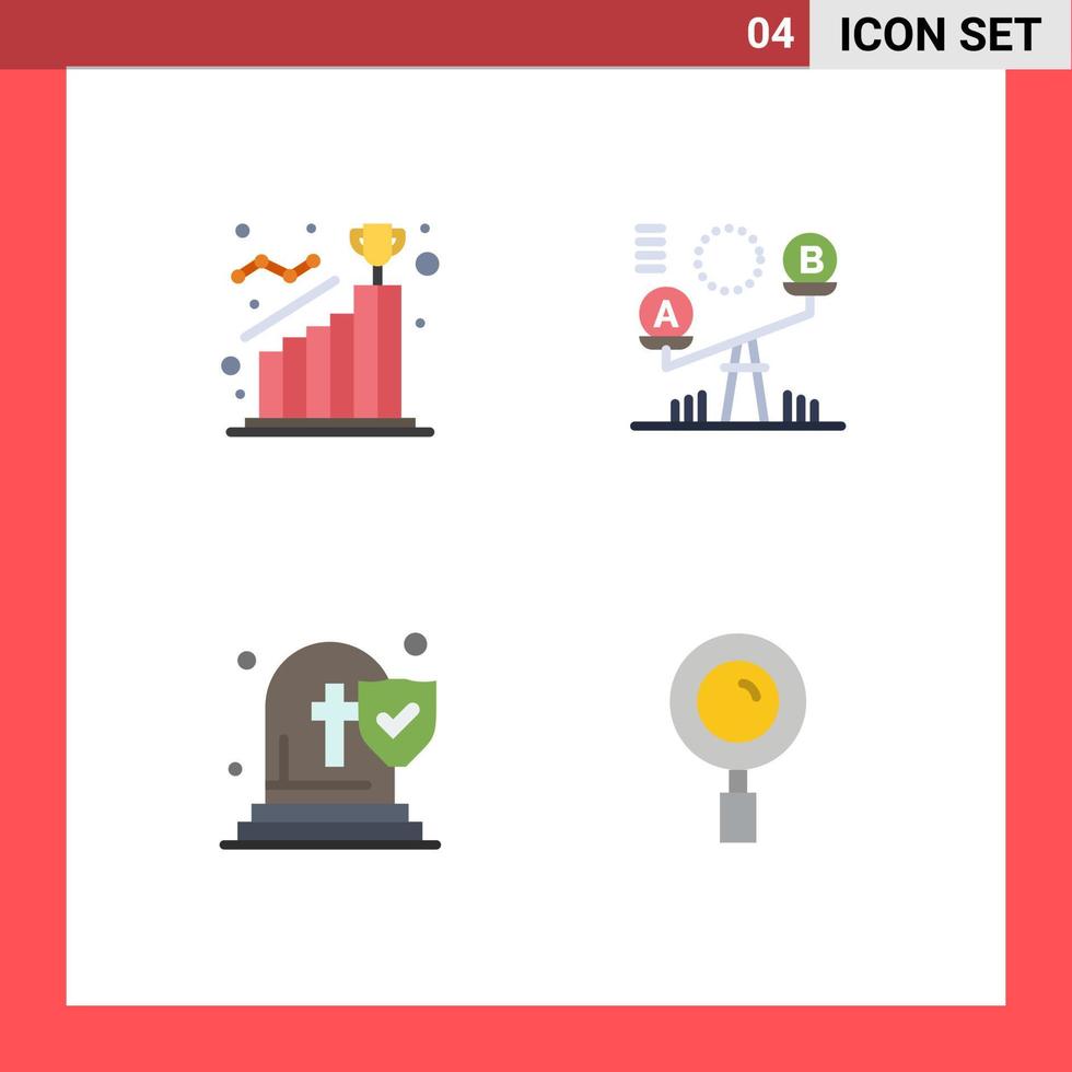 4 Flat Icon concept for Websites Mobile and Apps achieve church reach decision funeral Editable Vector Design Elements