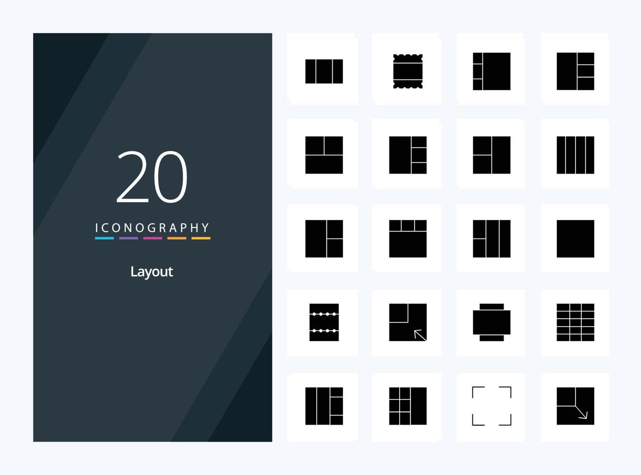 20 Layout Solid Glyph icon for presentation vector