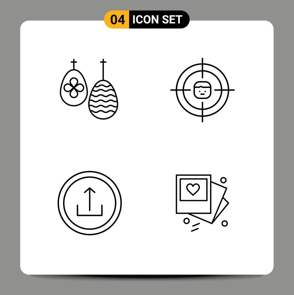 Group of 4 Modern Filledline Flat Colors Set for celebration application food recruitment interface Editable Vector Design Elements