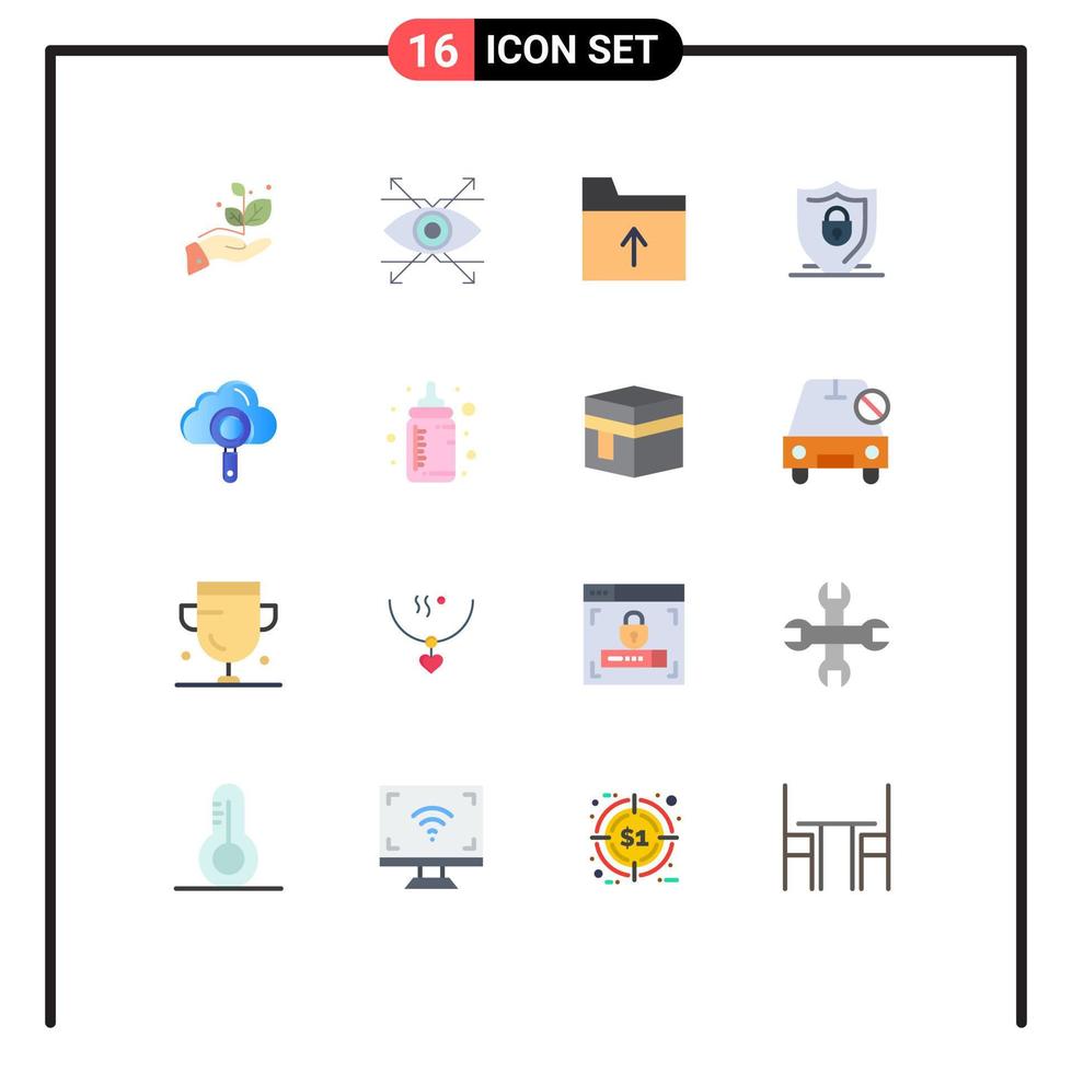 16 Creative Icons Modern Signs and Symbols of search cloud document security shield Editable Pack of Creative Vector Design Elements