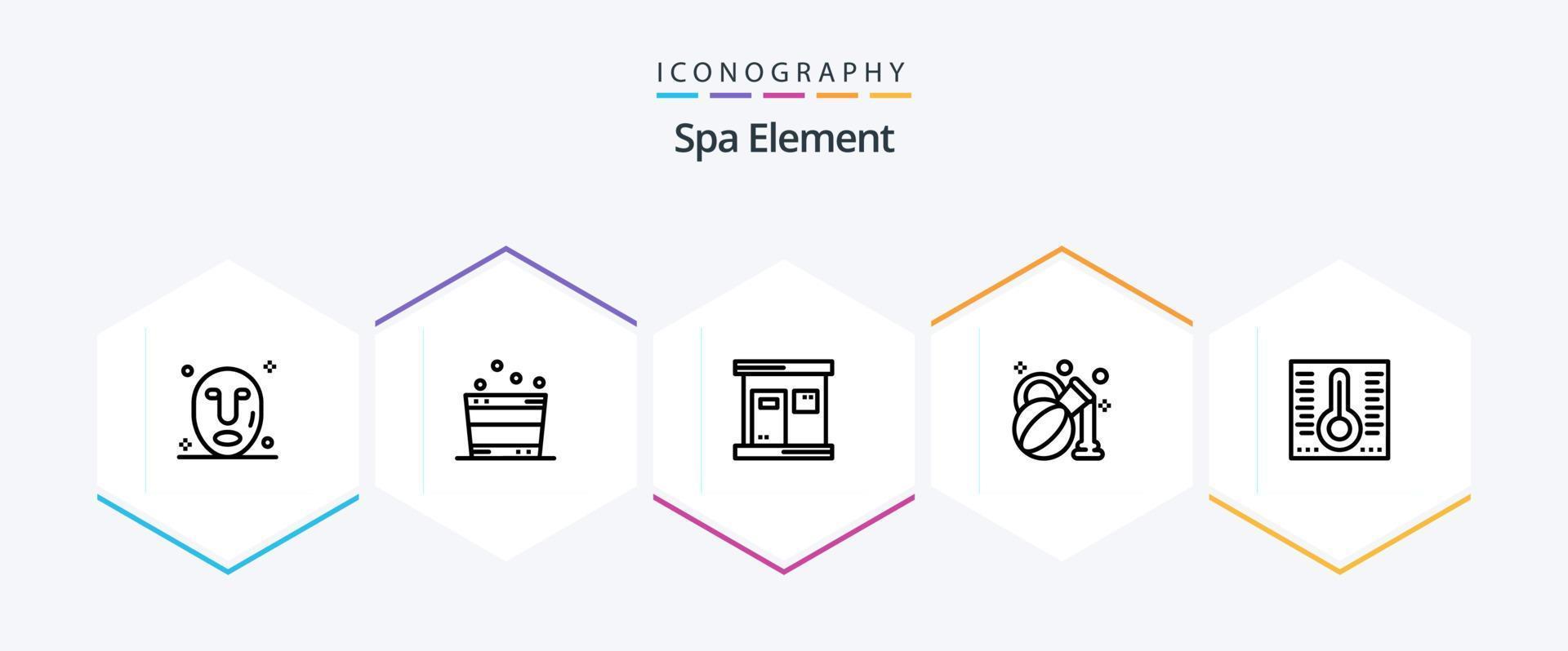 Spa Element 25 Line icon pack including . temperature. sauna. mercury. oil vector