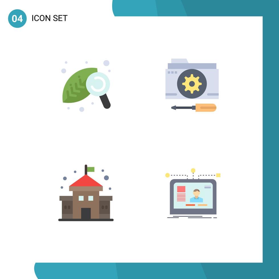4 Universal Flat Icons Set for Web and Mobile Applications agriculture building nature options school Editable Vector Design Elements
