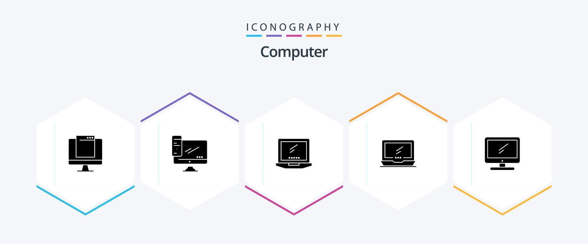 Computer 25 Glyph icon pack including device. computer. pc. laptop. device vector