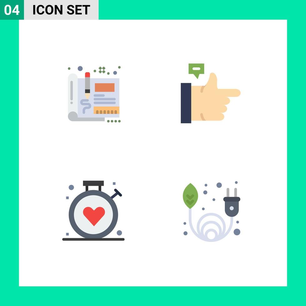 Editable Vector Line Pack of 4 Simple Flat Icons of blueprint healthcare sketch like medical Editable Vector Design Elements
