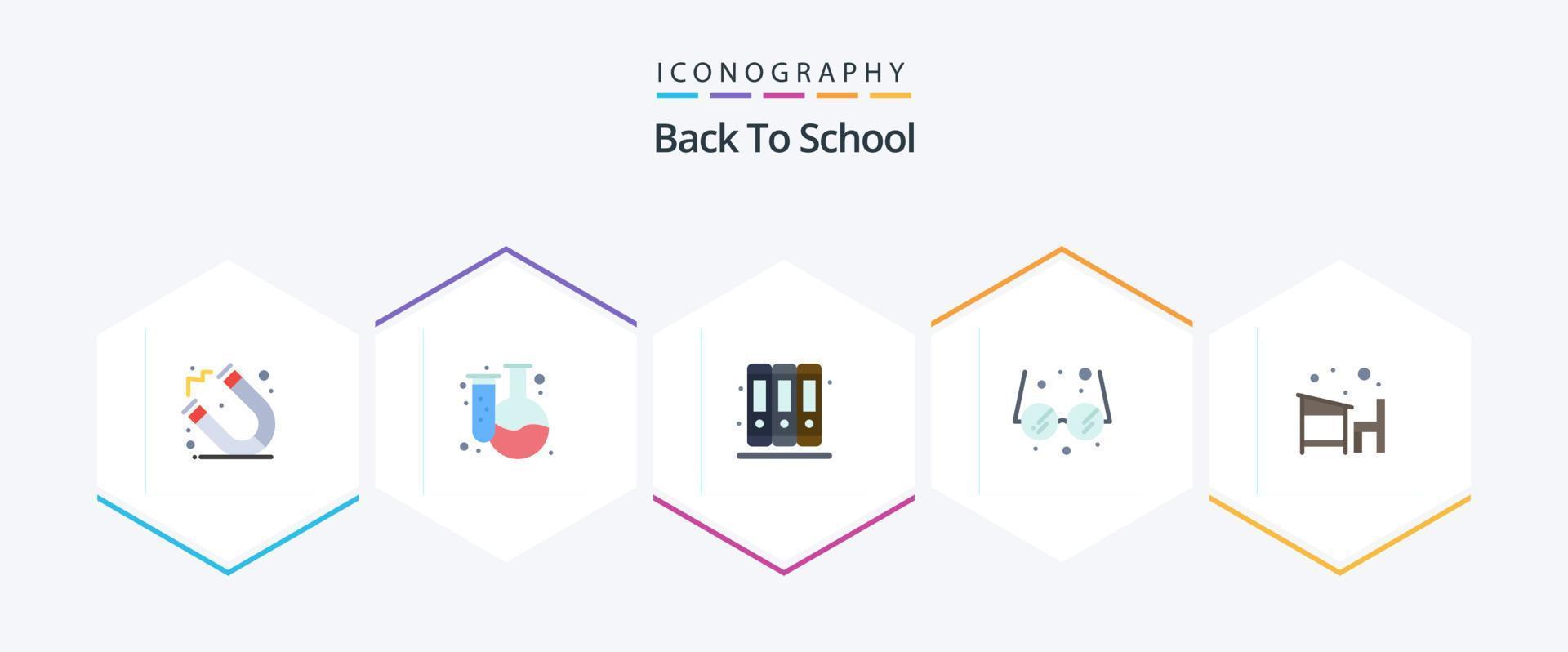 Back To School 25 Flat icon pack including school. education. education. desk. education vector