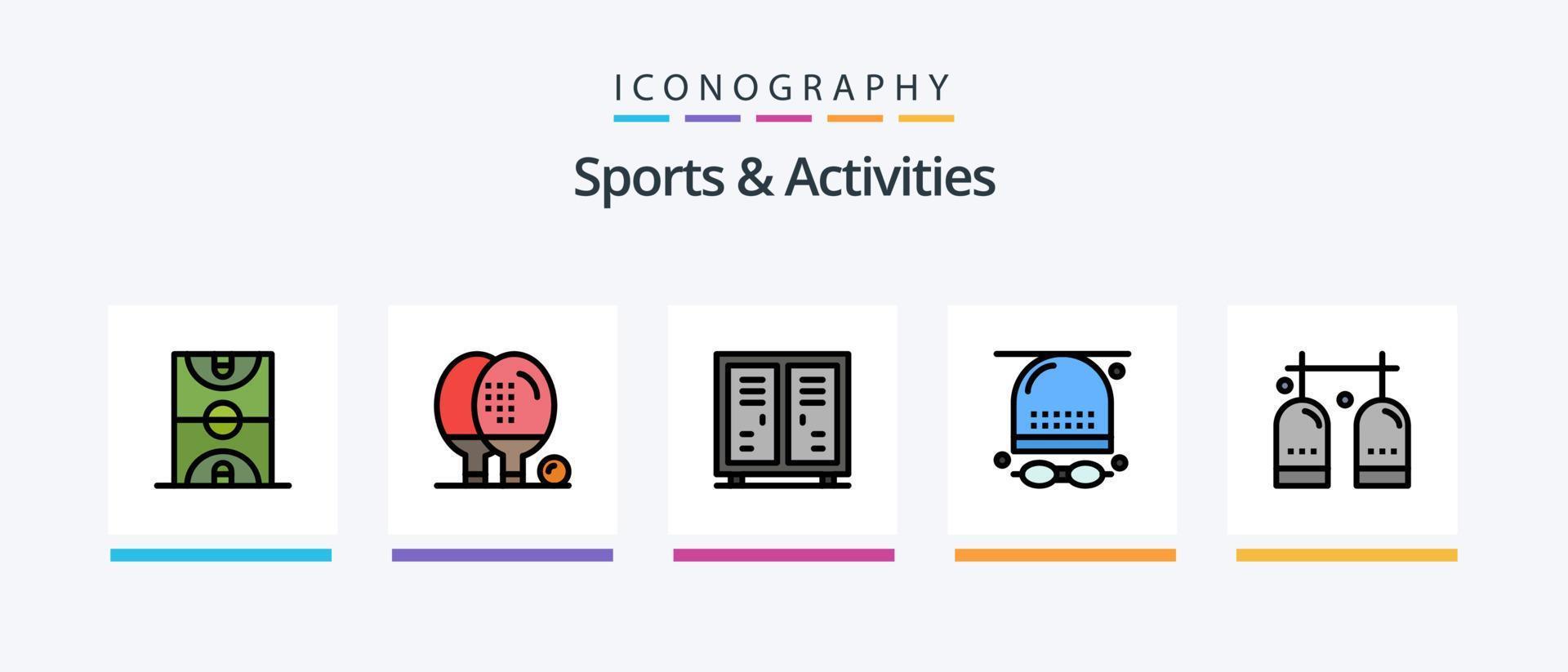 Sports and Activities Line Filled 5 Icon Pack Including football. game. focus. equipment. activities. Creative Icons Design vector