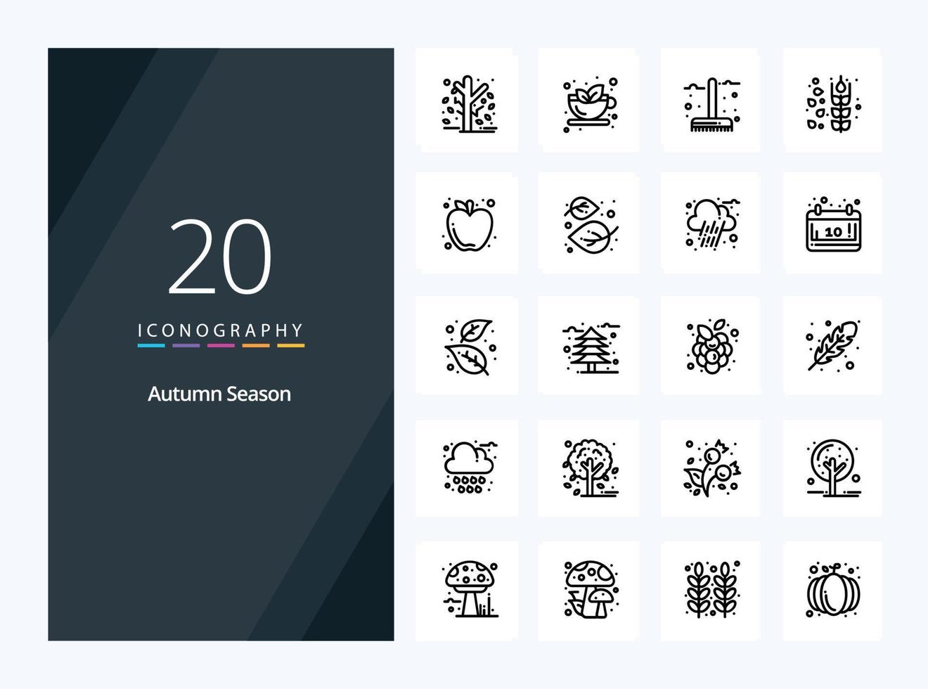 20 Autumn Outline icon for presentation vector