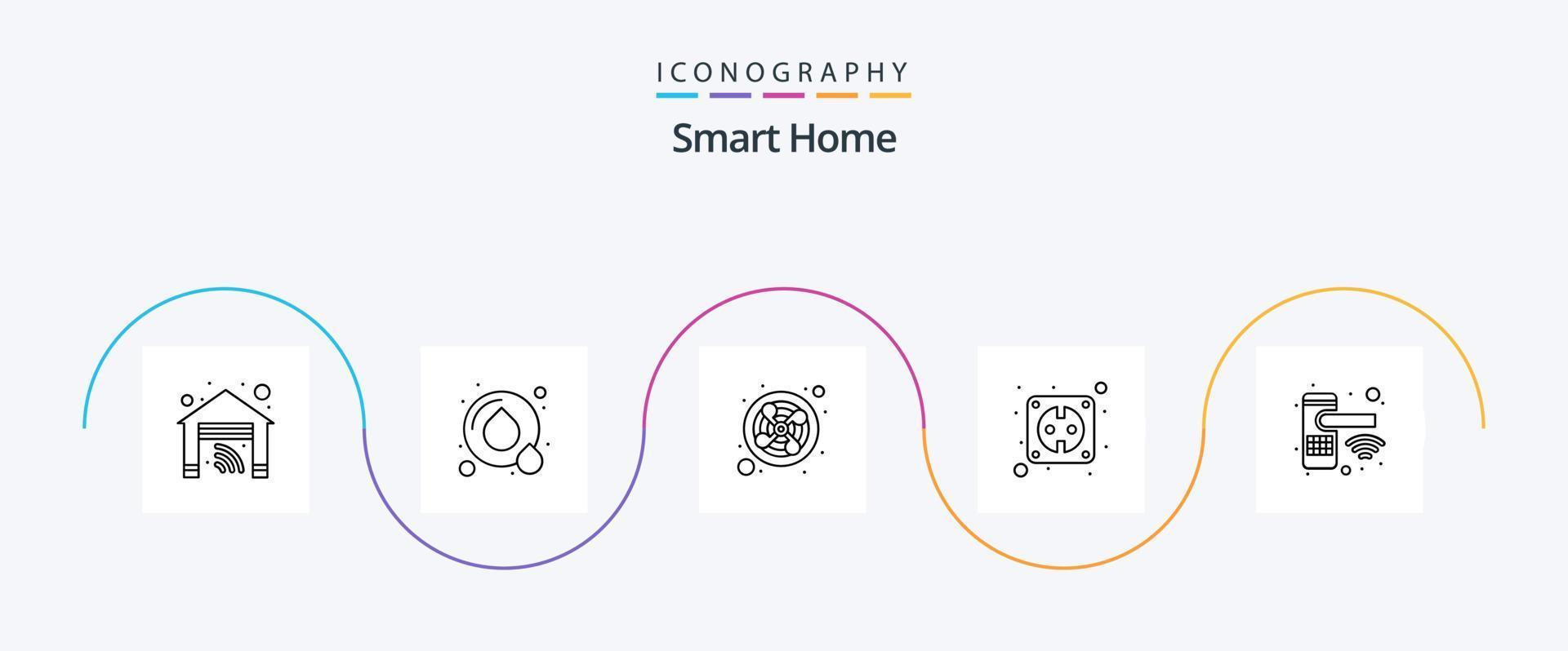 Smart Home Line 5 Icon Pack Including print. home. fan. smart. plug vector