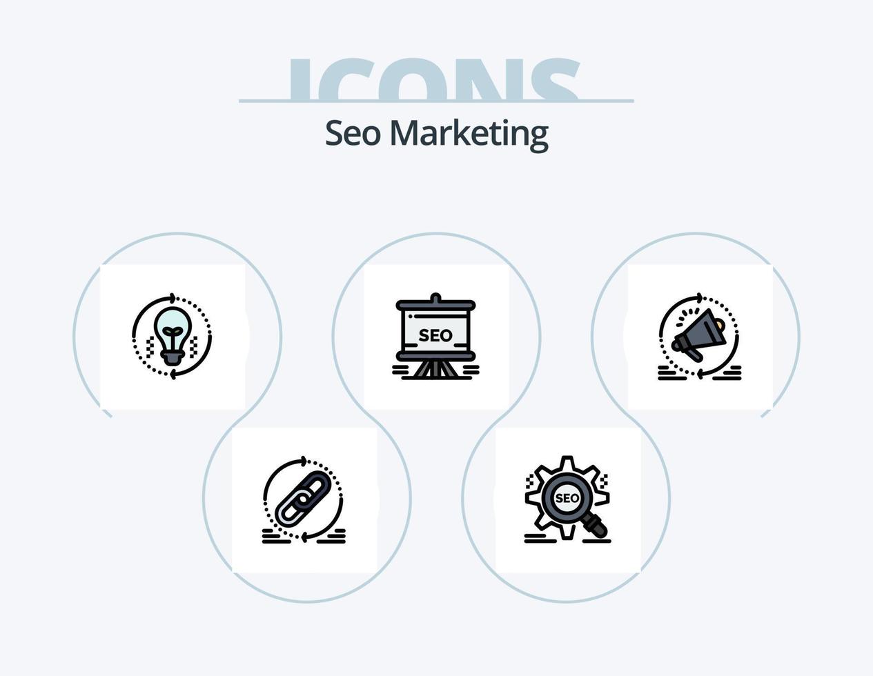 Seo Marketing Line Filled Icon Pack 5 Icon Design. target. search. analytics. todo. tasks vector