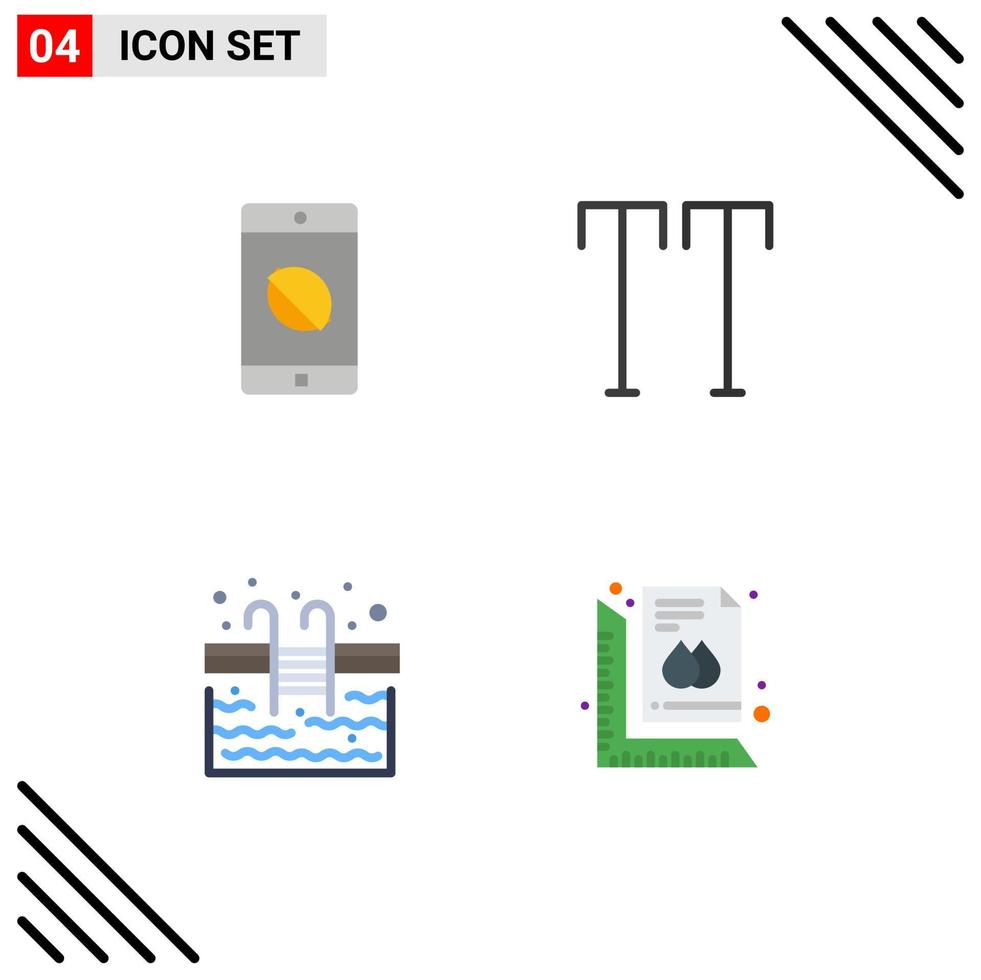 4 Universal Flat Icon Signs Symbols of disabled application swimming all pool ruler Editable Vector Design Elements