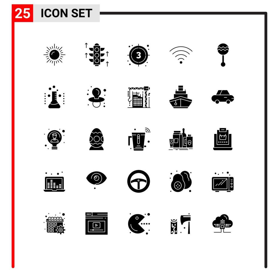 Set of 25 Modern UI Icons Symbols Signs for music instrument movie audio signal Editable Vector Design Elements